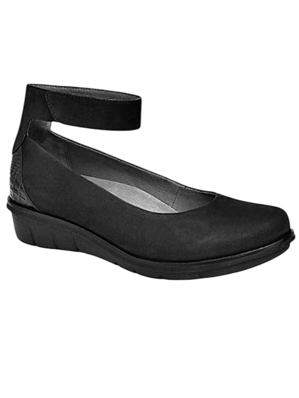 Dansko Jenna Black Nubuck Leather Ankle Strap Flats